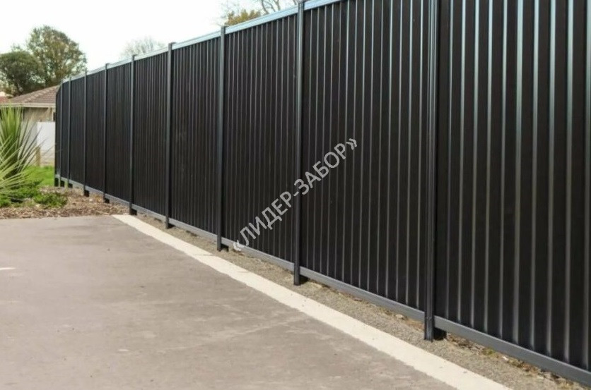 Купить Забор секционный из профнастила серый графит